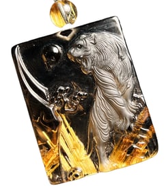 Exquisite Titanium Crystal Carved Tiger Pendant