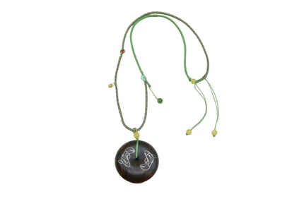 Vintage Chenxiang Wood Inlay Silver Wires Carp Pendant w Hand Woven Necklace