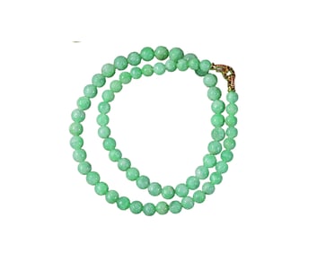 Exquisite Green Jadeite Beads Necklace