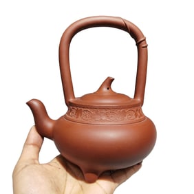 Antique Chinese Yixing Zisha Handle Teapot