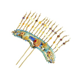 Exquisite Chinese Gilt Gold Enamel Hairpin