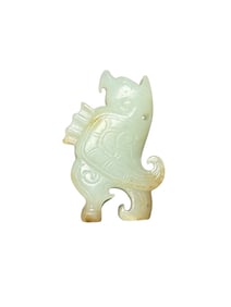 Chinese Hetian Jade Carved Divine Bird Pendant