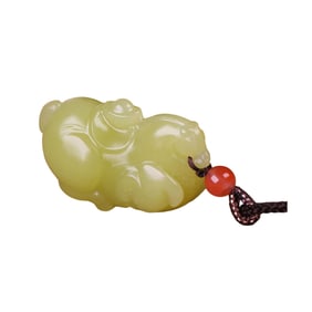 Superb Chinese Hetian Jade Carved Fortune Horse Pendant