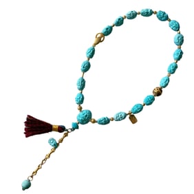 Exquisite 18K Gold Buckle Turquoise Eighteen Arhats Beads Bracelet
