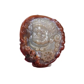Vintage Chinese Agate Carved Buddha Pendant