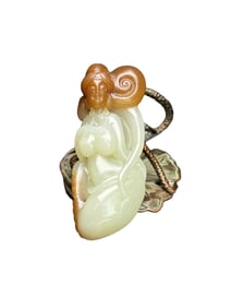 Chinese Hetian Jade Carved Nude Lady Pendant