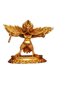 Tibetan Buddhism Gilt Gold Copper Divine Bird Suparna Statue