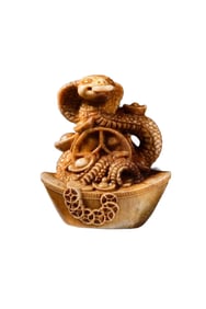 Vintage Bone Carved Snake Statue