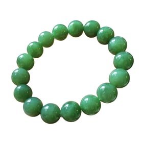 Beautiful Chinese Green Hetian Jade Beads Bracelet