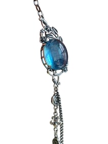 Beautiful 925 Silver Inlay Aquamarine Beads Bracelet
