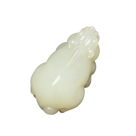 Chinese Natural Hetian Jade Carved Fortune Pixiu Statue