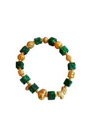 Hand Woven Exquisite 18K Gold Green Jadeite Beads Bracelet