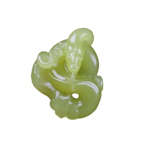 Superb Chinese Hetian Jade Carved Snake Pendant