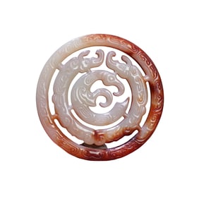 Openwork Vintage Chinese Hetian Jade Carved Phoenix Pendant