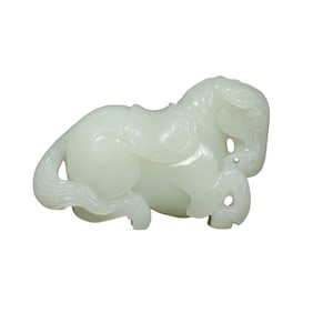 Chinese Hetian Jade Carved Fortune Horse Pendant