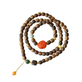 Hand Woven Chenxiang Wood & Nanhong Agate & Turquoise Beads Bracelet