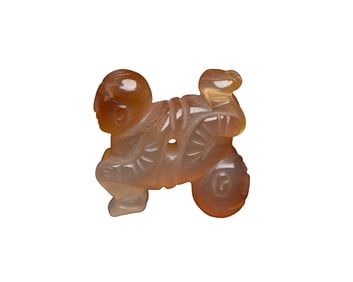 Vintage Chinese Agate Carved Kid Pendant