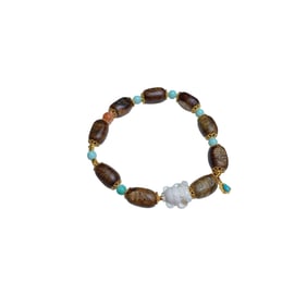 Hand Woven Chenxiang Wood & Turquoise Beads Bracelet