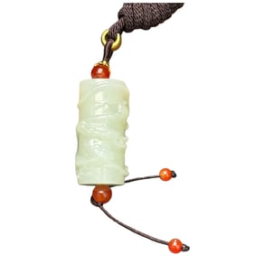 Chinese Hetian Jade Carved Fortune Dragon Pednant