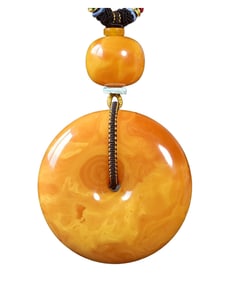 Beautiful Beeswax Lucky Pendant w Hand Woven Necklace