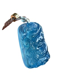 Beautiful Natural Aquamarine Carved Fortune Dragon Pendant