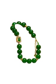 Chinese Green Hetian Jade Beads Bracelet