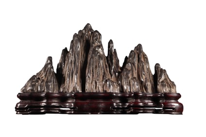Vintage Taihu Stone Mountain Shape Brush Pen Shelf Statue