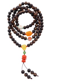 Hand Woven Chinese Chenxiang Wood & Beeswax & Nanhong Agate Beads Necklace/Bracelet