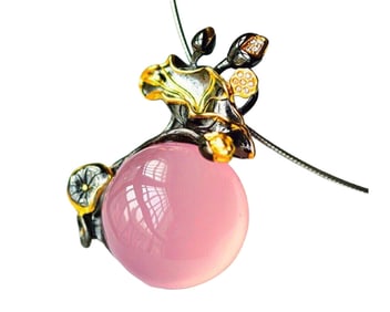 Beautiful 925 Silver Inlay Pink Crystal Pendant