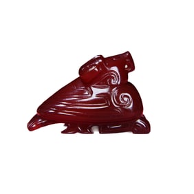 Chinese Agate Carved Bird Pendant