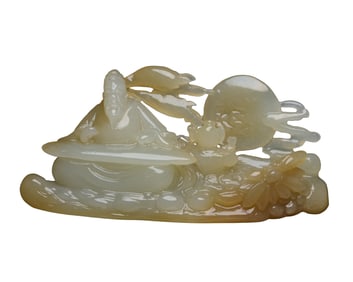 Chinese Hetian Jade Carved Figure Statue
