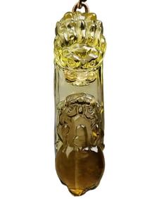 Beautiful Yellow Crystal Carved Fortune Dragon Belt Buckle