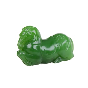 Superb Chinese Green Hetian Jade Carved Fortune Horse Pendant