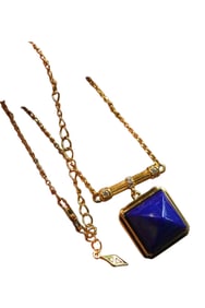 Beautiful 925 Silver Gilt Gold Inlay Lapis Lazuli Lucky Pendant