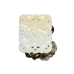 Superb Chinese Hetian Jade Carved Fortune Kylin Pendant