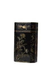 Chinese Gilt Gold Wooden-cored Lacquerware Flowers Design Tea Caddy