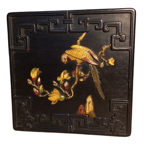 Chinese Zitan Wood Inlay Shell Flowers Bird Design Jewellery Box