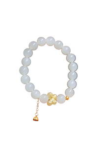 Superb Chinese 18K Gold Inlay White Hetian Jade Beads Bracelet: Superb Chinese 18K Gold Inlay White Hetian Jade Beads BraceletDimension: 9.6 (mm) 0.38 (inches)
