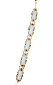 Exquisite 18K Gold Inlay White Hetian Jade Beads Bracelet