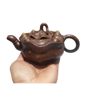Antique Chinese Yixing Zisha Lotus Pod Teapot