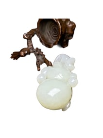 Superb Chinese White Hetian Jade Carved Gourd Pendant