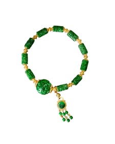 Hand Woven Green Jadeite Beads Bracelet