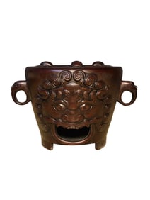 Vintage Chinese Copper Fortune Beast Carbon Furnace