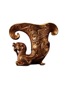Vintage Chinese Gilt Gold Copper Fortune Dragon Cine Cup