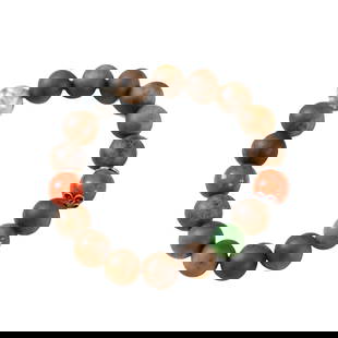 Hand Woven Chenxiang Wood & Green Hetian Jade & Nanhong Agate Beads Bracelet: Hand Woven Chenxiang Wood & Green Hetian Jade & Nanhong Agate Beads BraceletDimension: 10 (mm) 0.39 (inches)