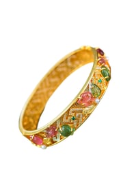 Exquisite Silver Plated Gilt Gold Inlay Tourmaline Bracelet