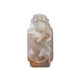 Superb Chinese Hetian Jade High Relief Chi Dragon Pendant