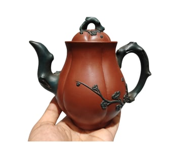 Antique Chinese Yixing Zisha Plum Flower Teapot