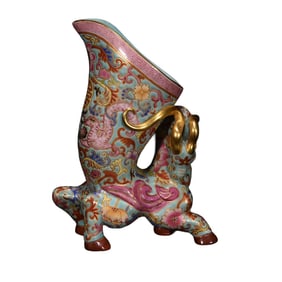 Chinese Qing Dynasty Gilt Gold Famille Rose Fortune Dragon Porcelain Wine Cup