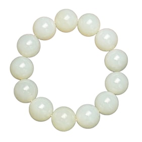 Hand Woven Chinese Hetian Jade Beads Bracelet